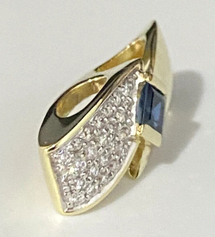 14K Yellow Gold W/ Sapphire & 0.24CT Diamond Pave Set Pendant