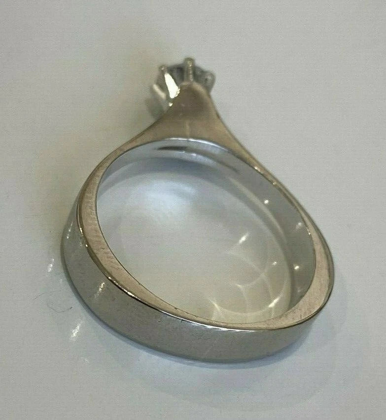 14K White Gold & 0.25CT Diamond High Set Solitaire Ring Size L 1/2 - 5 7/8
