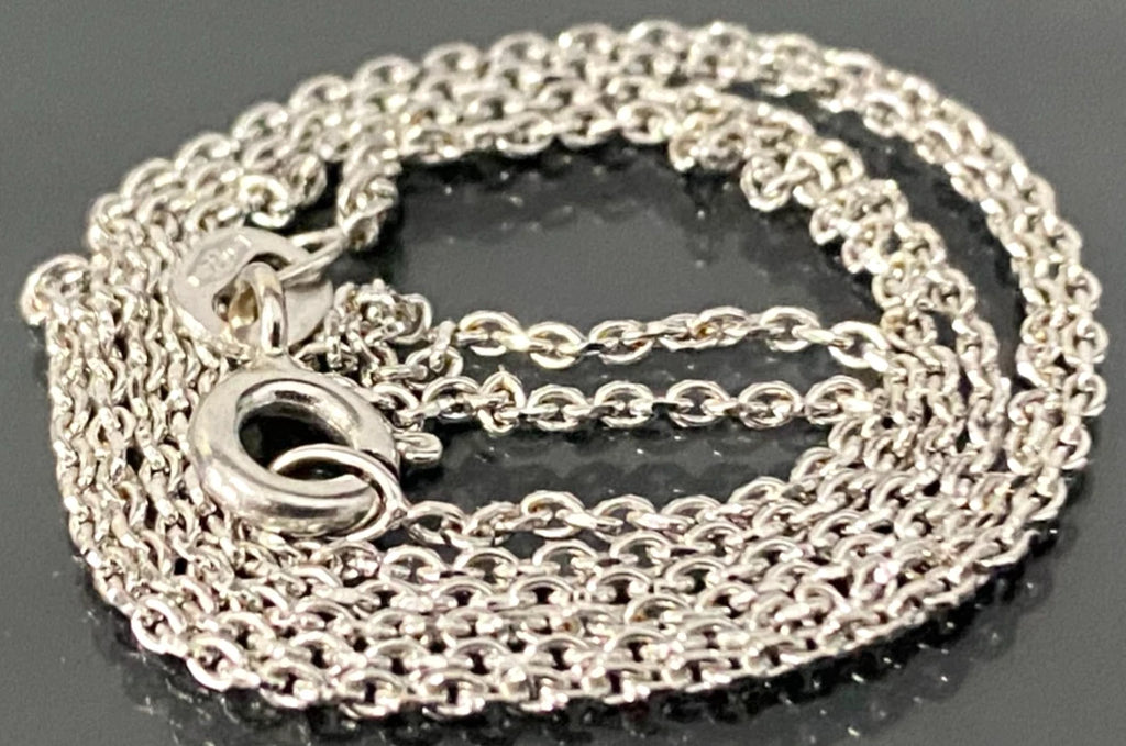 18K White Gold Short Cable Link Chain Necklace 40cm Long