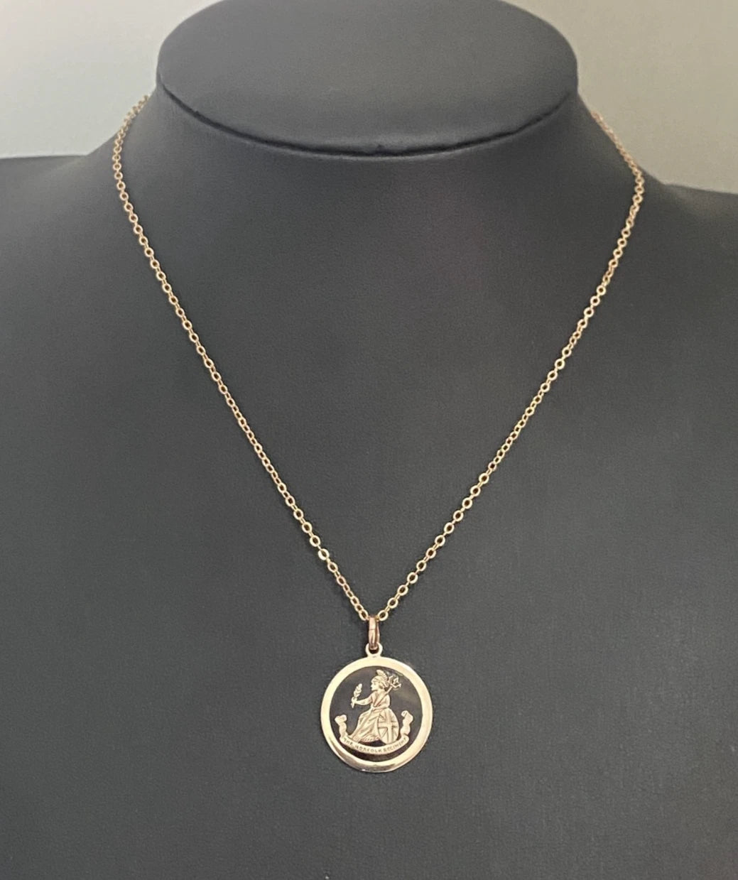 Antique WWI 9ct Rose Gold Norfolk Regiment Tortoiseshell Pendant – Circa 1914