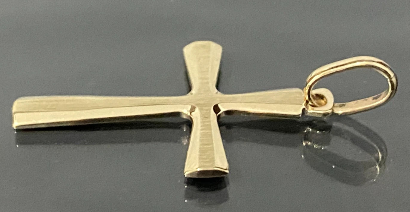 Italian 9K Yellow Gold Cross Pendant 38.50mm High