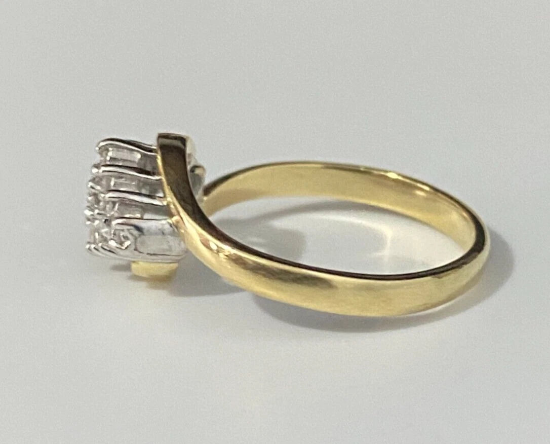 18K Yellow Gold & 0.25CT Diamond Cluster Ring Size L 1/2 - 5 7/8