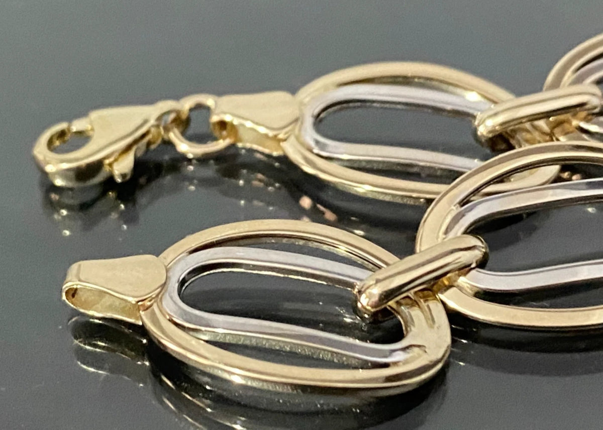 9K Yellow Gold Oval Fancy Link Bracelet 19.0cm Long