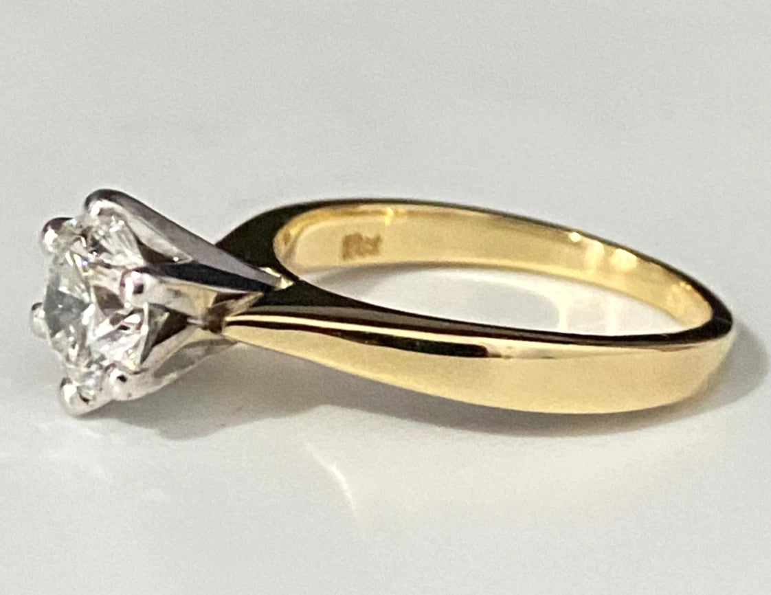 18K Yellow Gold & 1.30CT Diamond Solitaire Engagement Ring - Size M 1/2 (6.50)