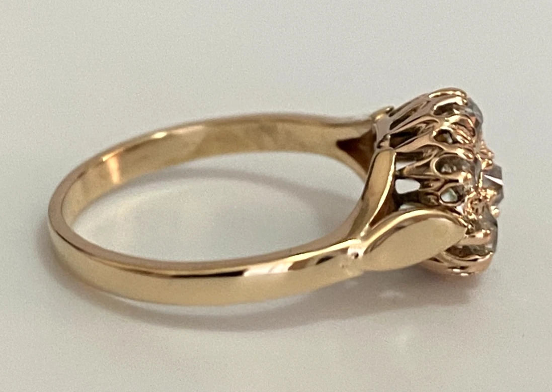 Antique 18K Yellow Gold & 0.70CT Old Mine Diamond Cluster Ring Size M (US 6.25)