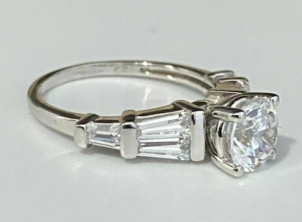 9K White Gold & Cubic Zirconia Engagement Ring Size M - 6