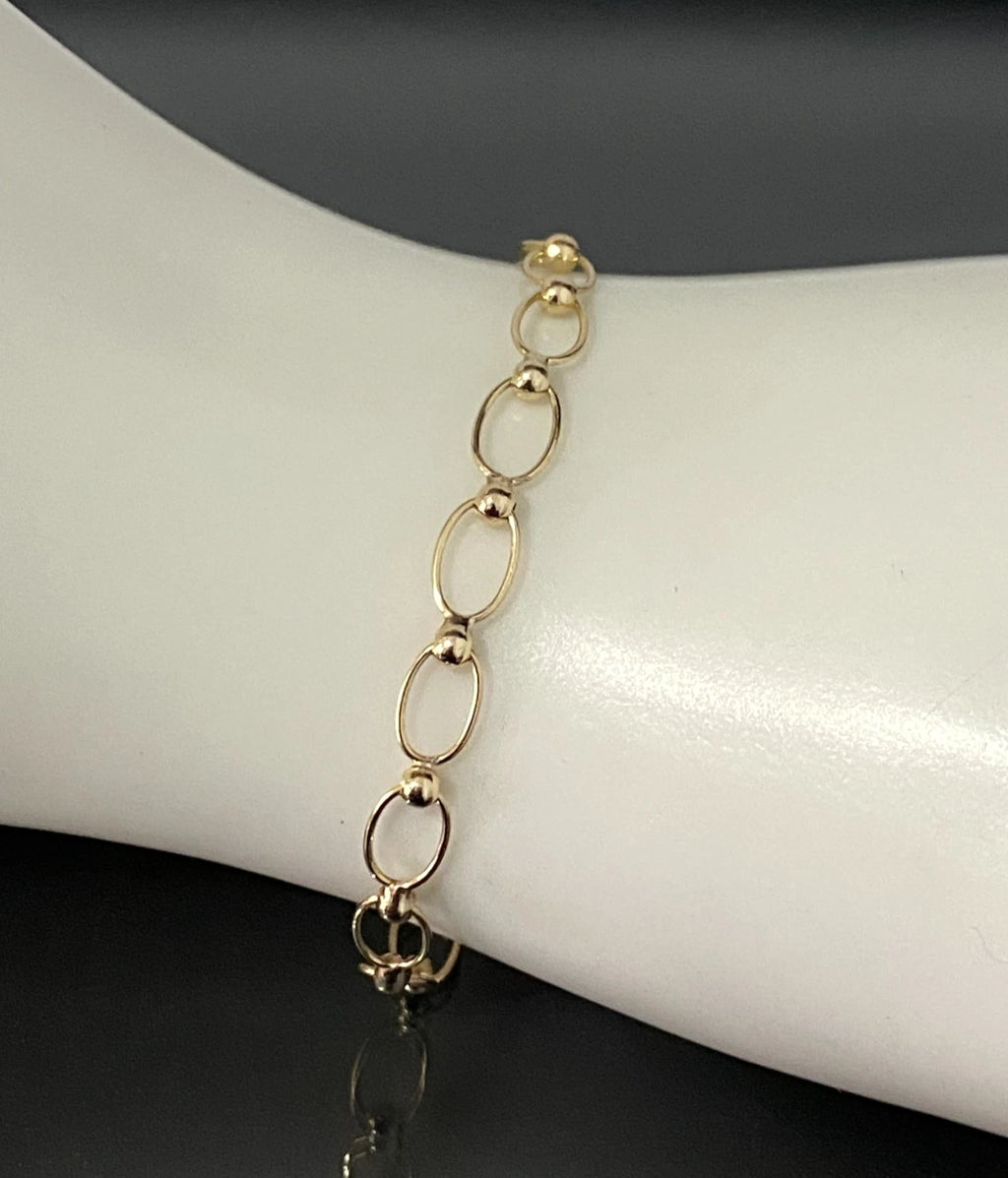 9K Yellow Gold Oval Link Bracelet 19cm Long