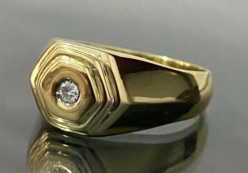 18K Yellow Gold & Diamond Men's Ring Size U - 10 1/2