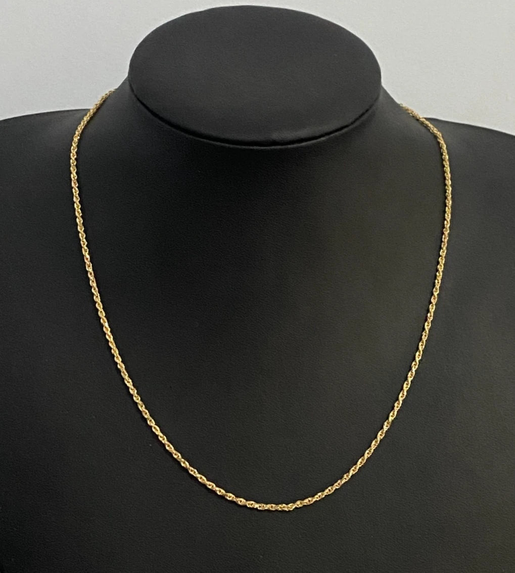 18K Yellow Gold Rope Link Chain Necklace 49.5cm Long