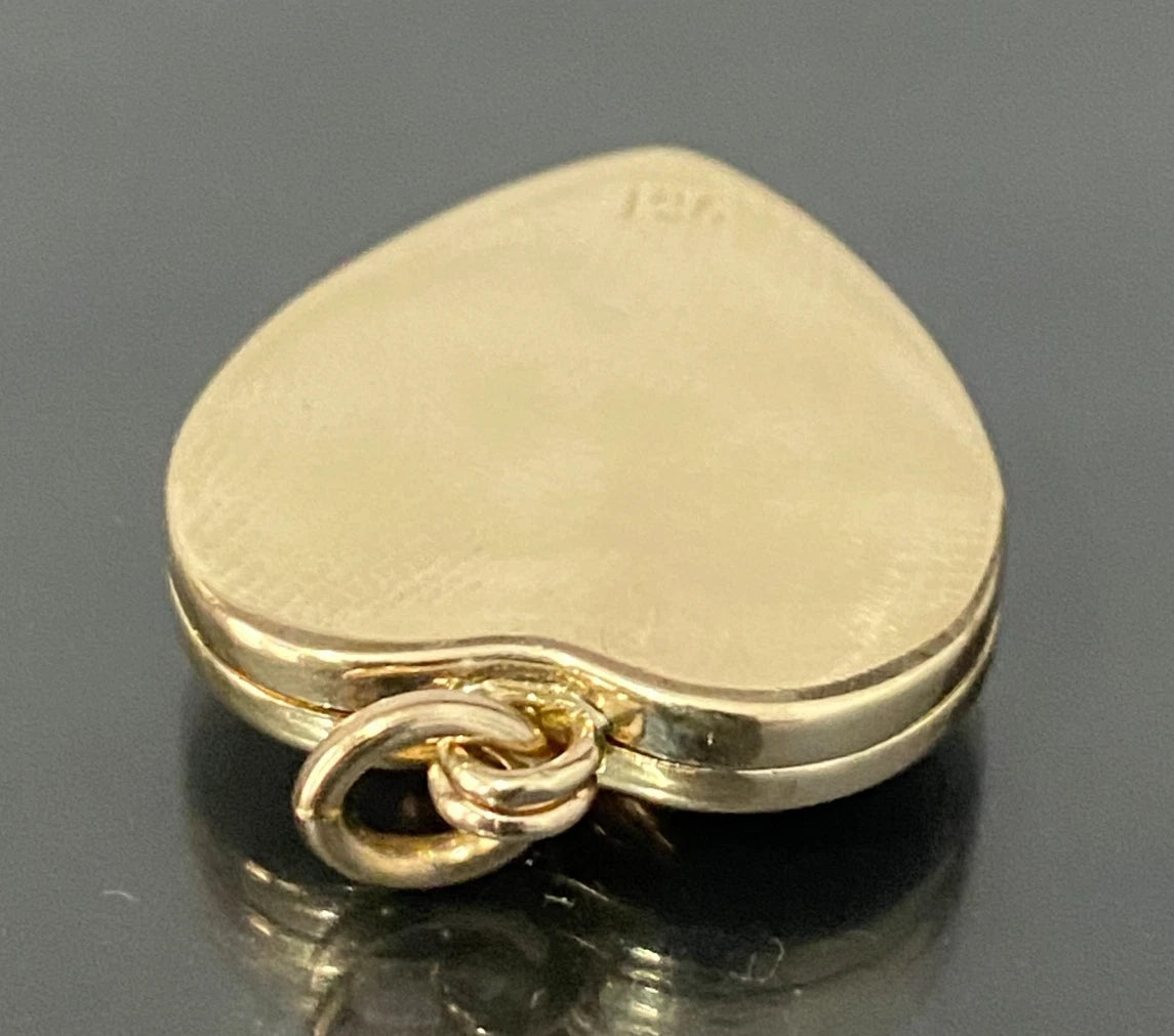 Antique 9K Yellow Gold Eastern Star Heart Locket Pendant