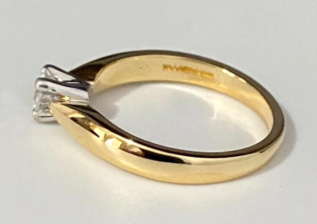 18K Yellow Gold & 0.32CT Diamond Solitaire Engagement Ring Size N - 6 1/2