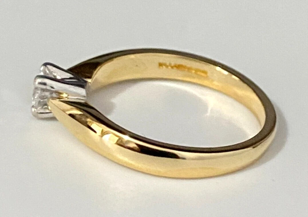 18K Yellow Gold & 0.32CT Diamond Solitaire Engagement Ring Size N - 6 1/2