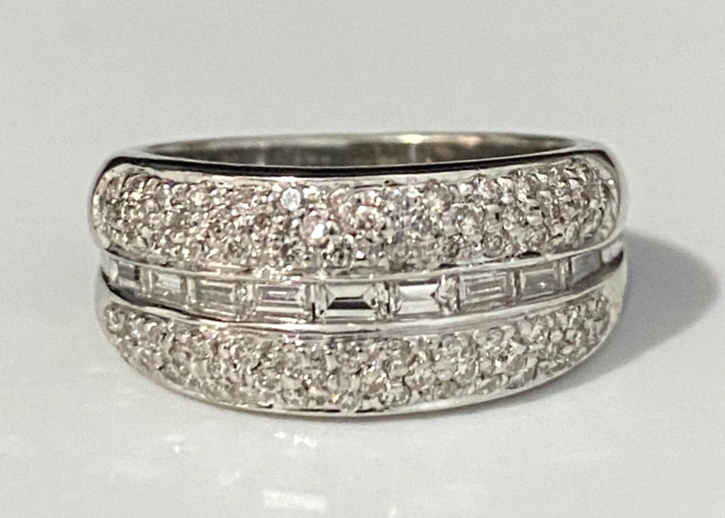 9K White Gold & 0.75CT Diamond Stacking Band Ring Size K - 5 3/8