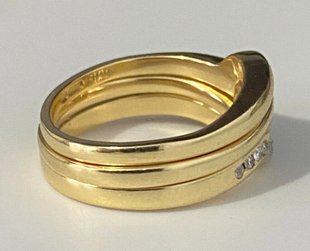 18K Yellow Gold & 0.42CT Diamond 3 Parts Bridal Set Ring Size L 1/2 - 5 7/8