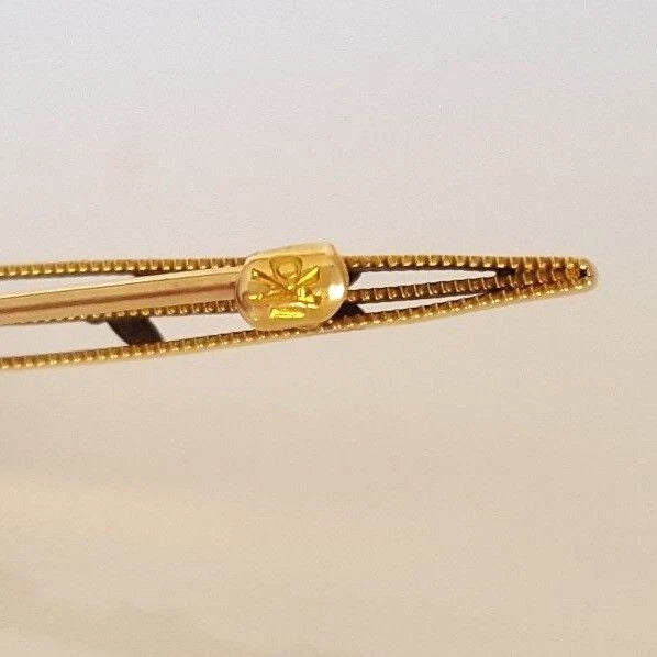 10K Yellow Gold Foiled-Back Gemstone Leaves Decoration Brooch 63mm Long
