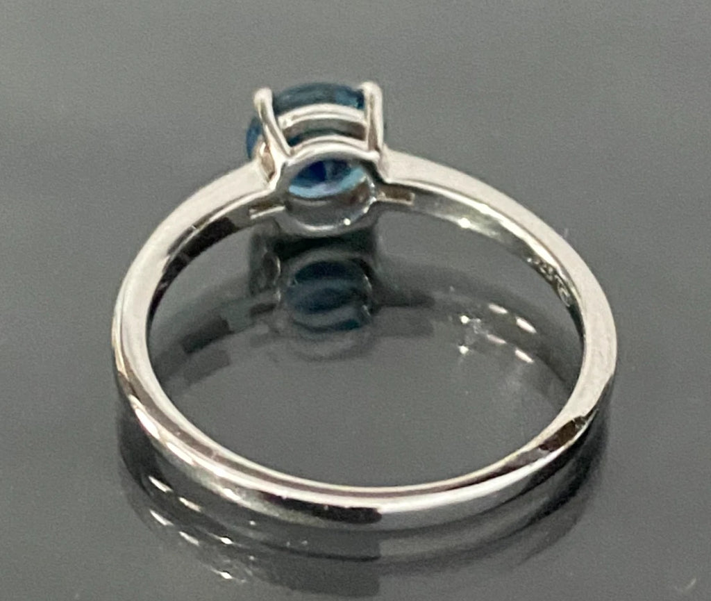 Sterling Silver London Blue Topaz & Diamond Ring – Size N (6.75)