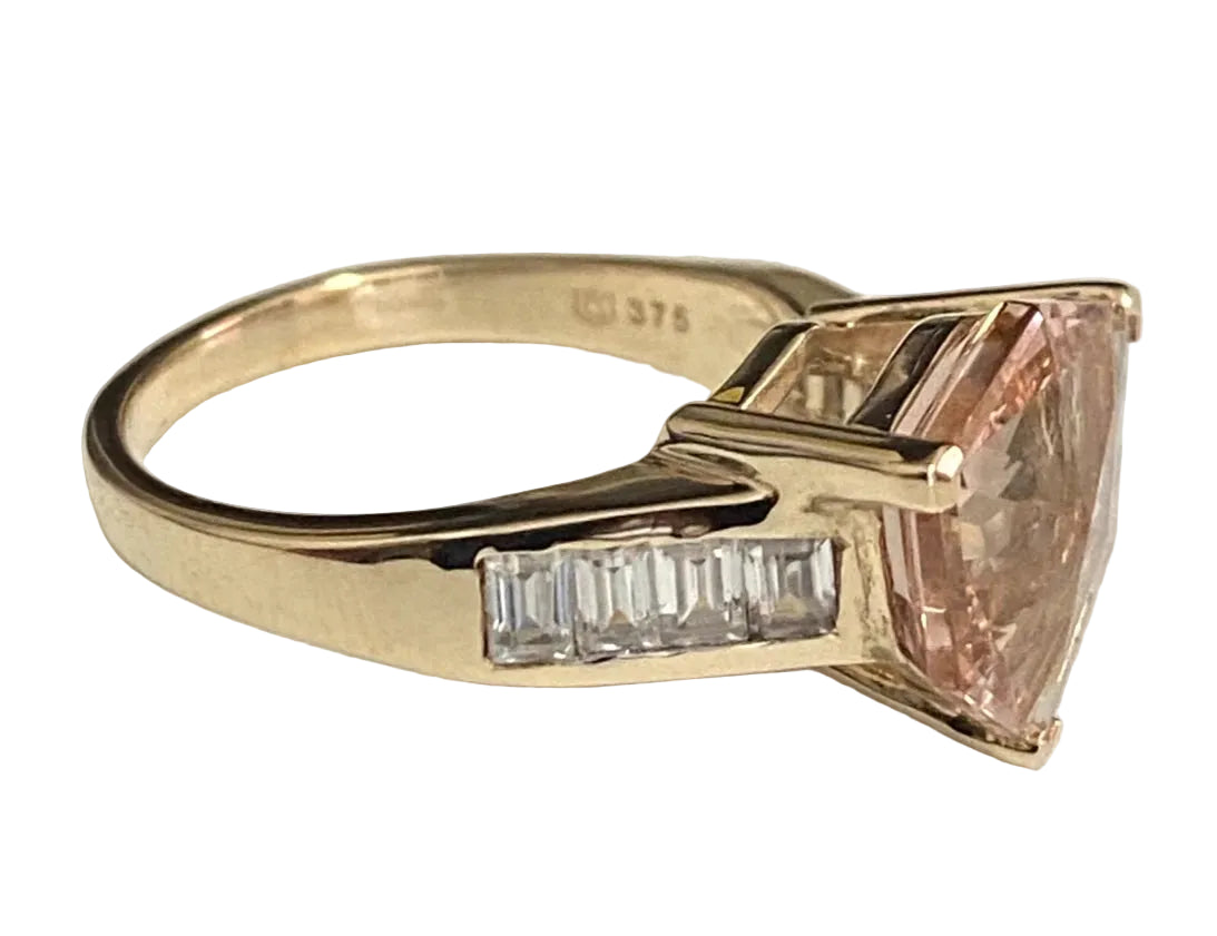 9ct Yellow Gold with 4.53CT Morganite Ring Size N (US 6.75)