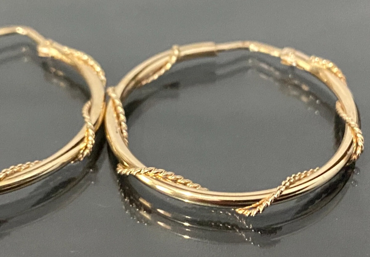 9K Yellow Gold Twisted Hoop Earrings