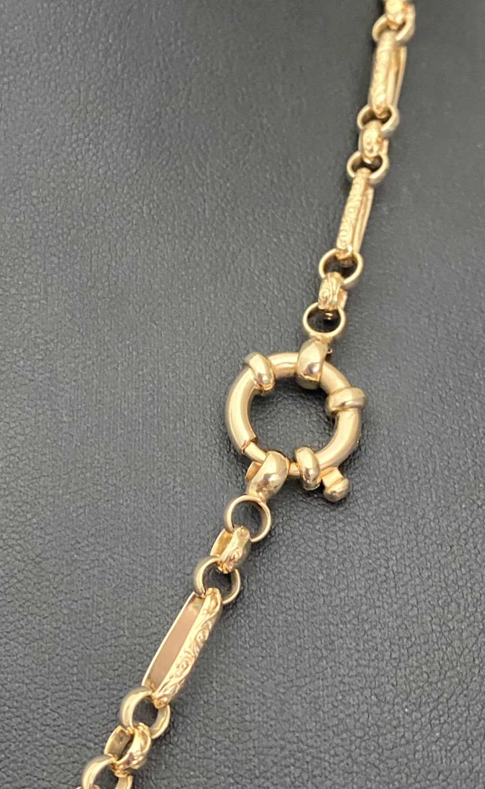 Vintage 9K Yellow Gold Ornate Fancy Link Chain Necklace 52cm Long