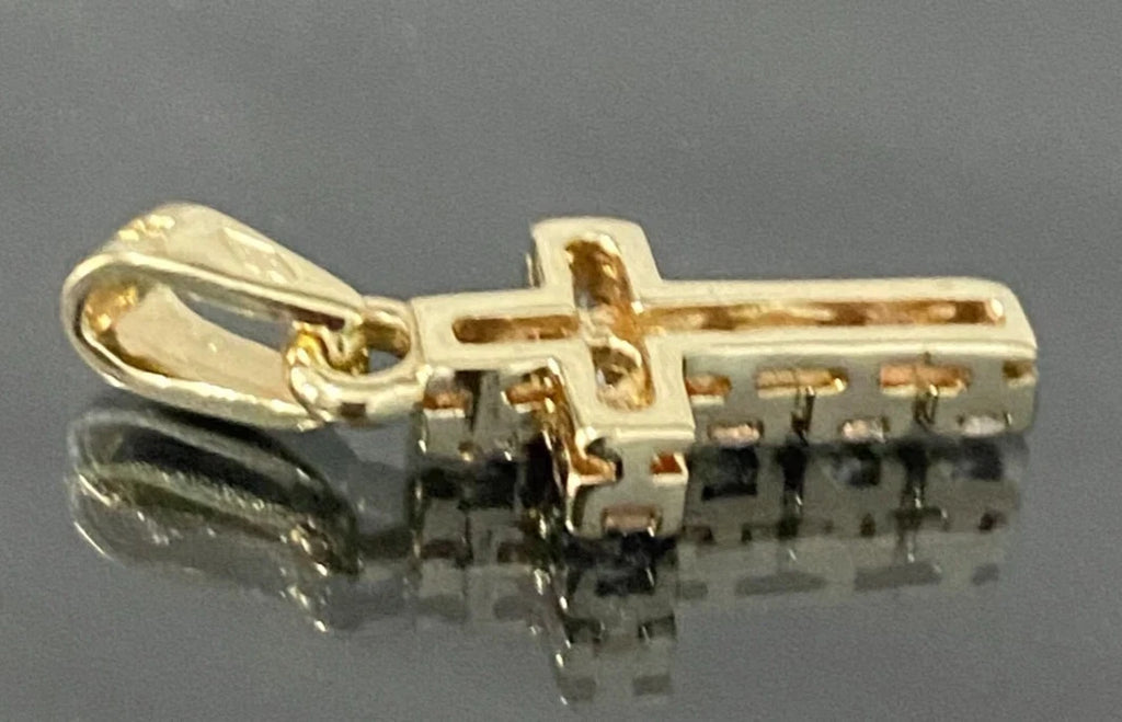 9K Yellow Gold & Cubic Zirconia Cross Pendant 23.50mm High