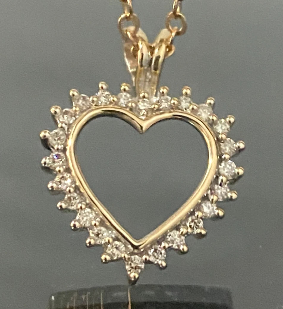 9CT Yellow Gold & 0.25CT Diamond Heart Pendant
