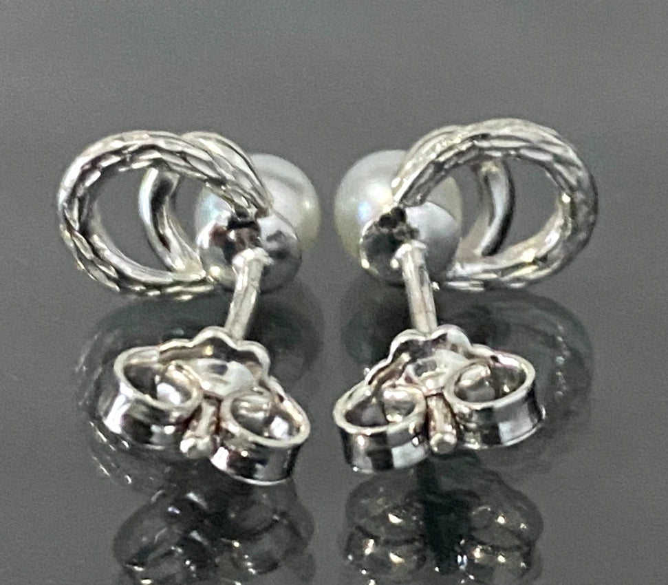 18K White Gold & Pearls Stud Earrings