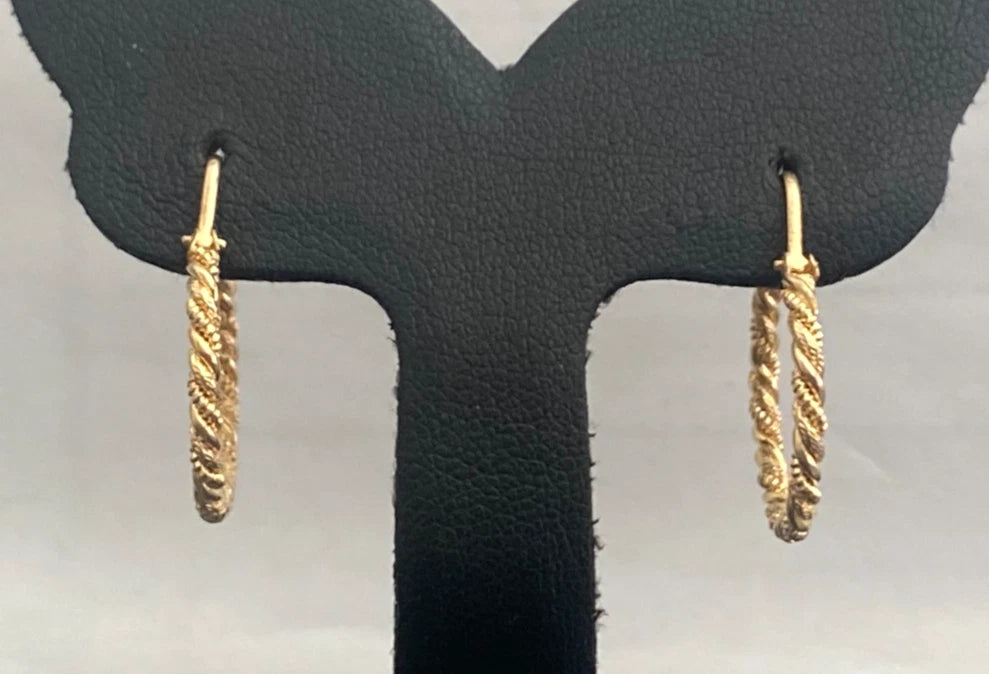 9CT Yellow Gold Twisted Rope Textured Hoop Earrings