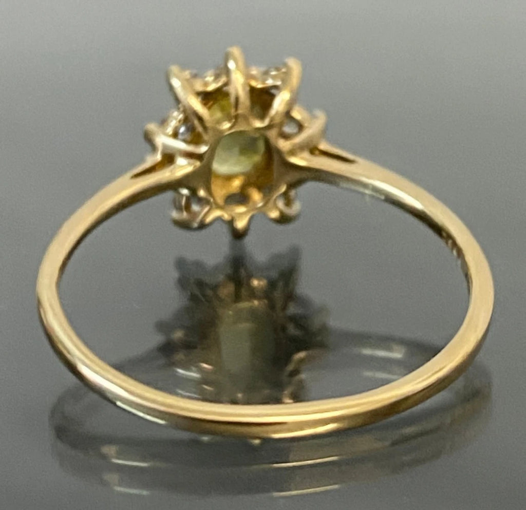 10ct Yellow Gold Sphene & Natural Zircon Cluster Ring Size S (US 9.15)