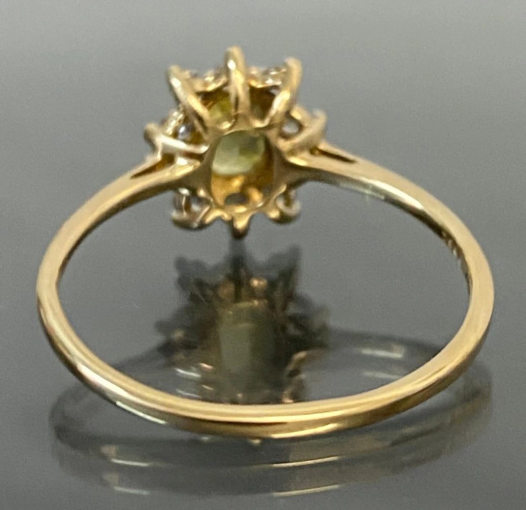 10ct Yellow Gold Sphene & Natural Zircon Cluster Ring Size S (US 9.15)