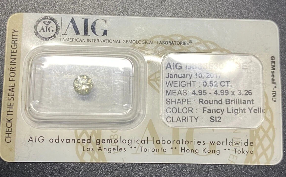 AIG Certified Natural Diamond Loose 0.52CT - SI2 Clarity