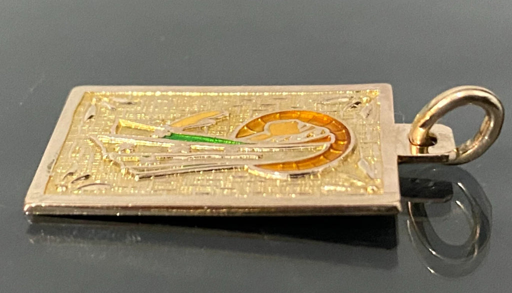 9K Rose Gold & Enamel Madonna Pendant