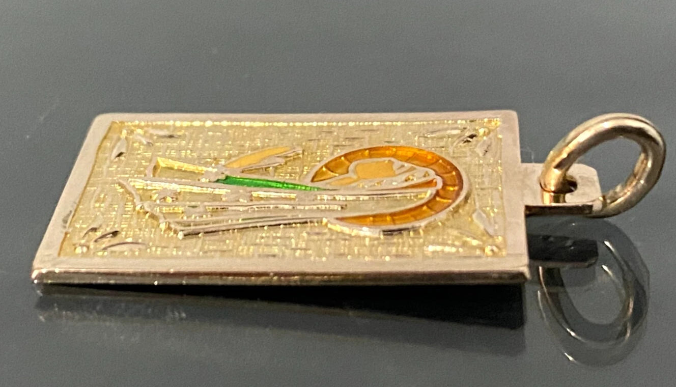 9K Rose Gold & Enamel Madonna Pendant