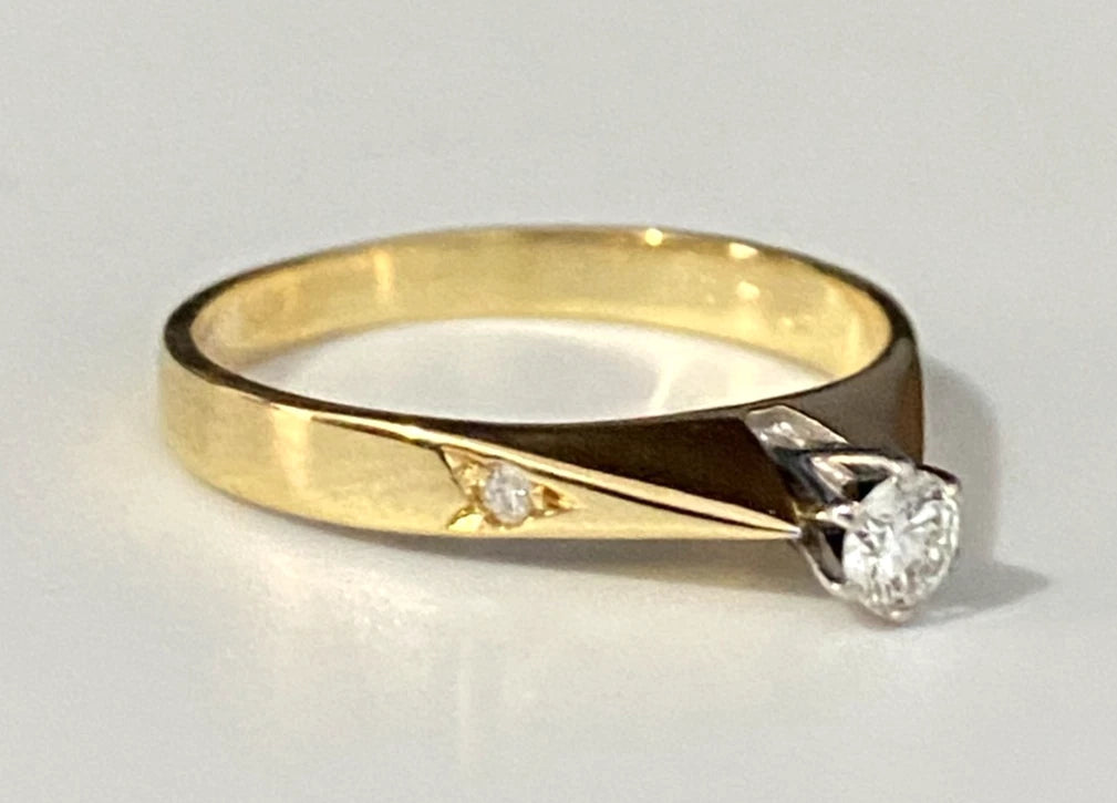 Vintage 18K Yellow Gold & Diamond Engagement Ring Size K - 5 1/4