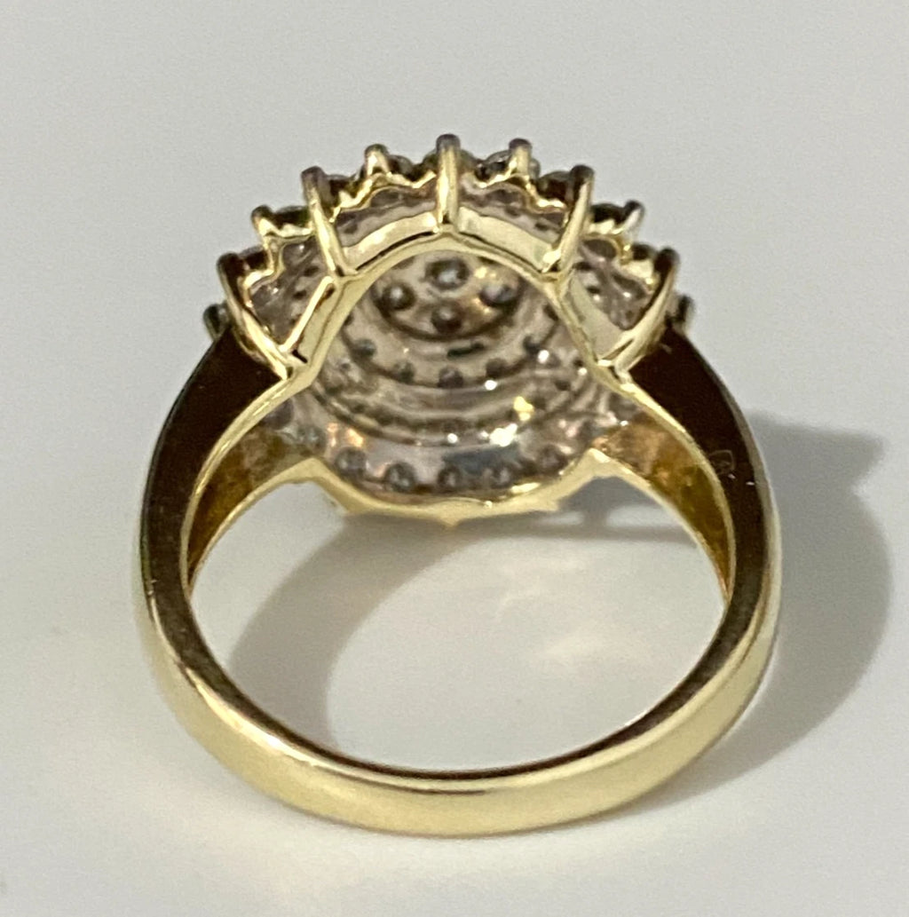 9K Yellow Gold & 1.0CT Diamond Cluster Ring Size O - 7 1/4