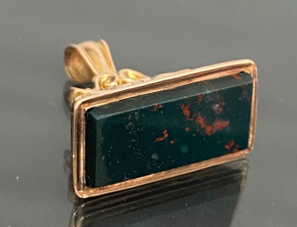 Antique Edwardian 9K Yellow Gold Bloodstone Fob/Seal Pendant
