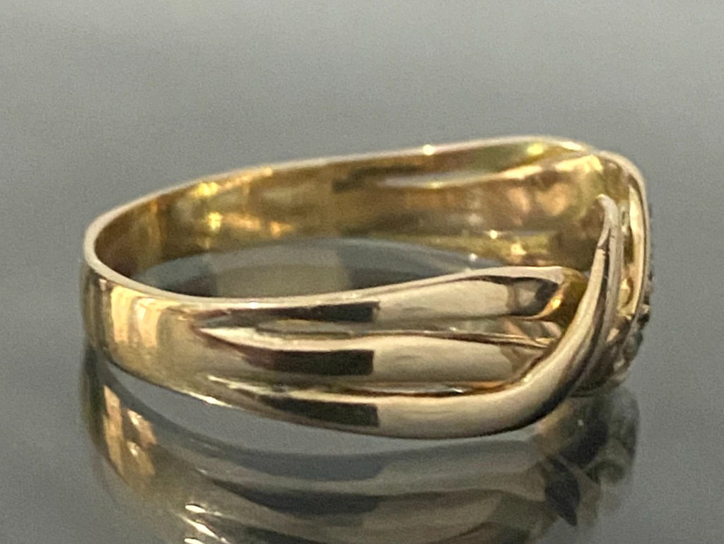 14K Yellow Gold & Diamond Braid Motif Ring Size S - 9 3/8
