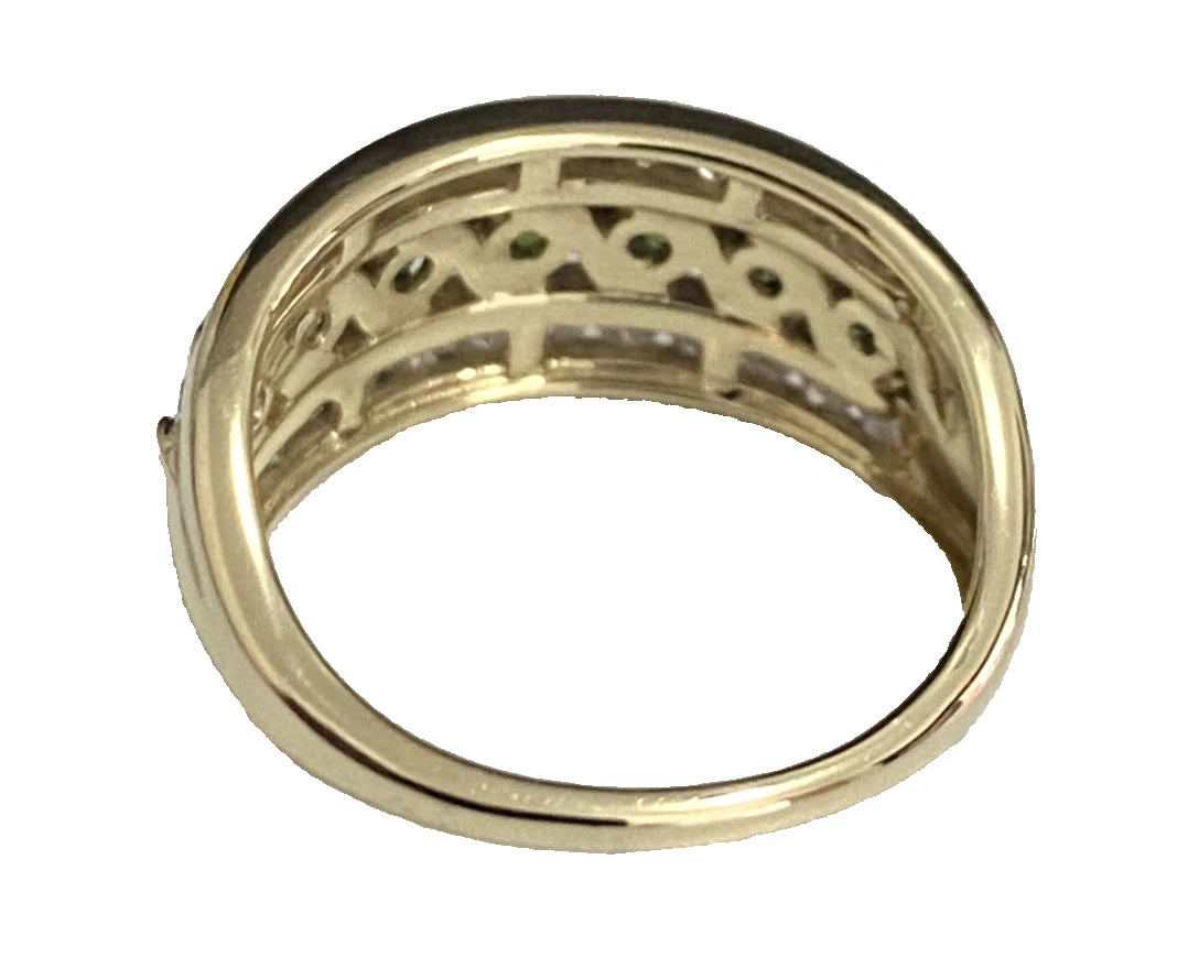 10K Yellow Gold 1.0CT Green & White Diamond Dress Ring Size L (US 5.75)