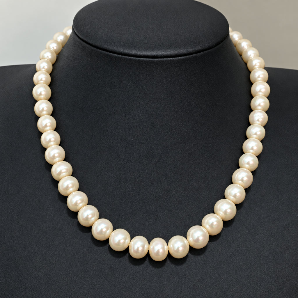 White Cultured Pearls Single-Strand Necklace W/ 18K White Gold Clasp 44cm Long