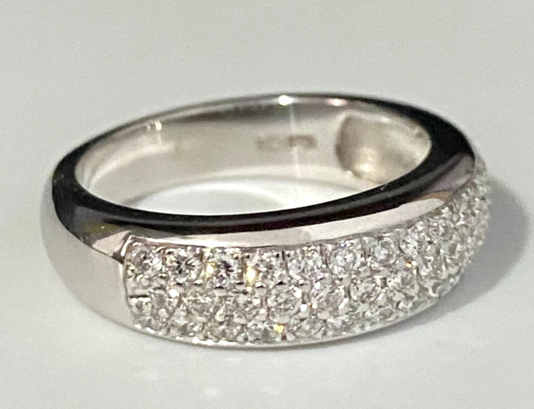 14K White Gold & 0.45CT Diamond Pave Anniversary Ring Size J - 4 5/8