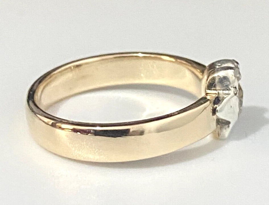 Victorian 14K Yellow Gold & Old Cut Diamond Ring Size N - 6 1/2