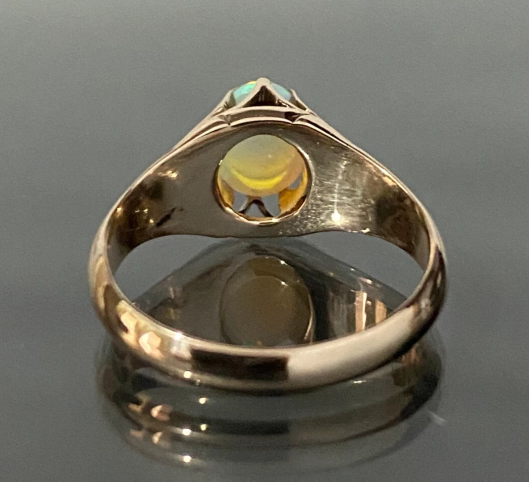 Vintage 14K Rose Gold & Opal Single Stone Ring Size J - 4 5/8
