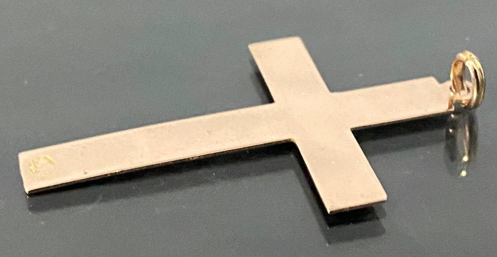 Vintage 14K Rose Gold Etched Cross Pendant - 44.80mm
