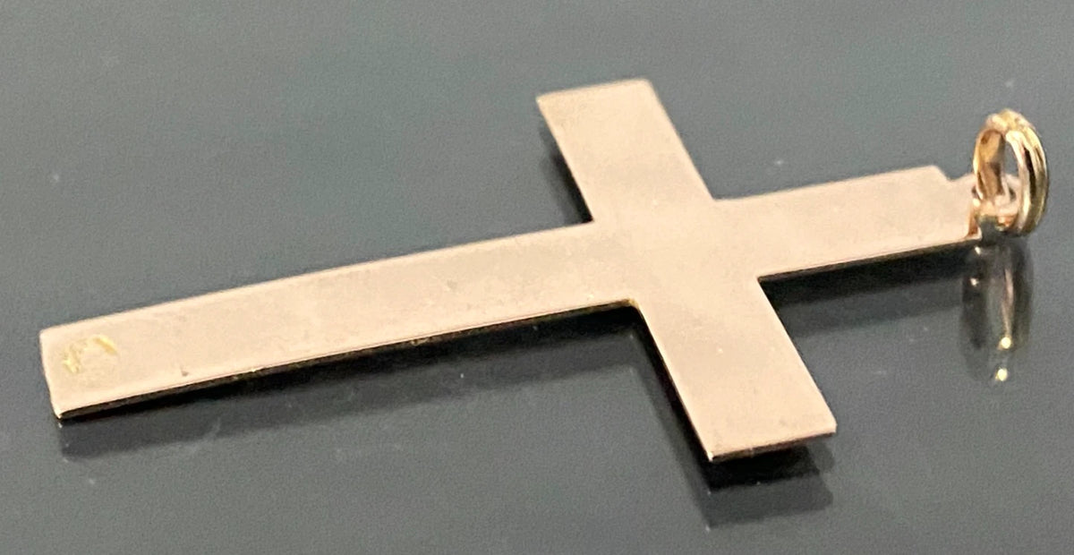 Vintage 14K Rose Gold Etched Cross Pendant - 44.80mm