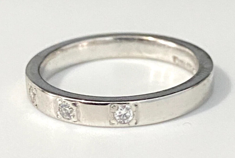 18K White Gold & Diamond Wedding Band Ring Size K 1/2 - 5 3/8