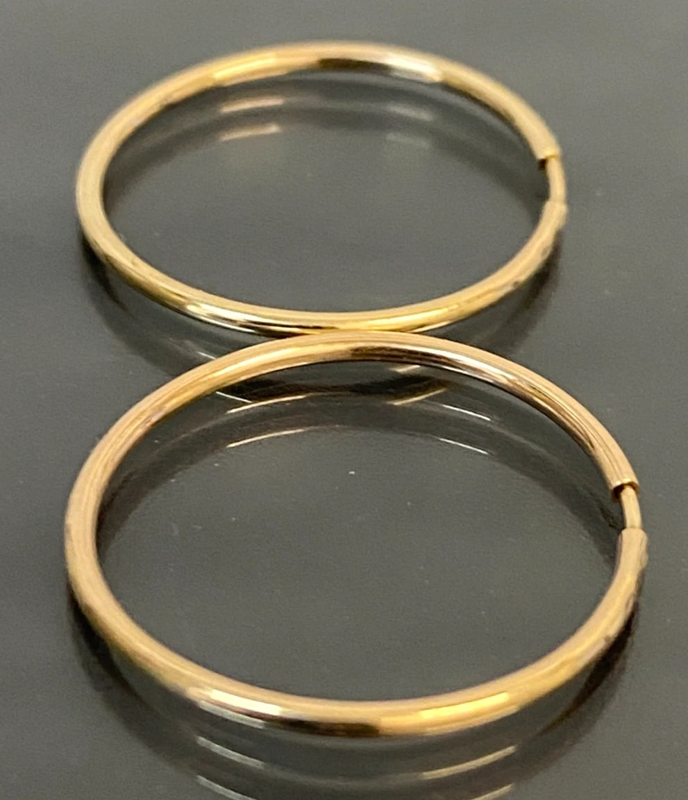 9ct Solid Yellow Gold Hoop Earrings 21mm Sleeper Style Classic Hoops