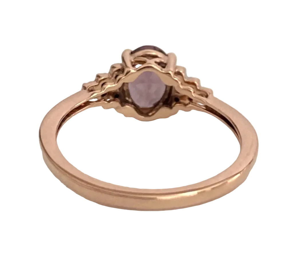 9ct Rose Gold Spinel & Diamond Engagement Ring Size J (US 4.75)