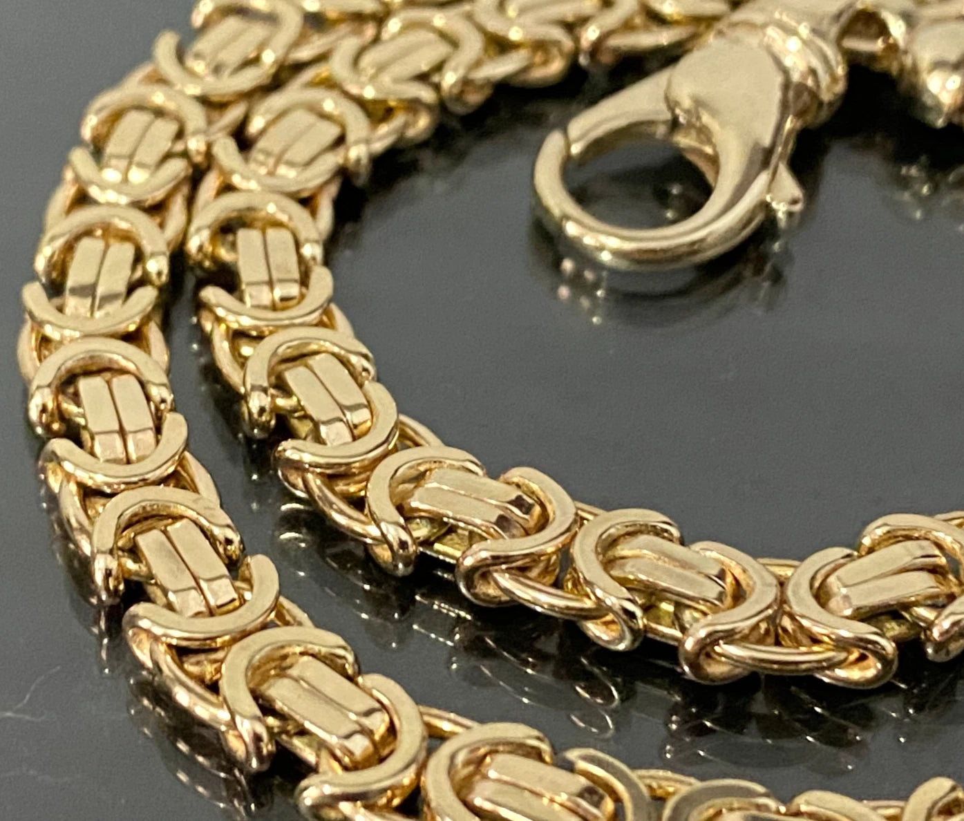 9K Yellow Gold Byzantine Link Chain Necklace