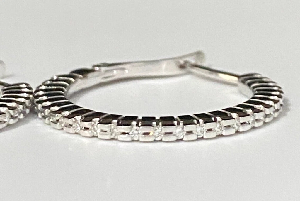 18K White Gold & 0.50CT Diamond Hoop Earrings 24.50mm High