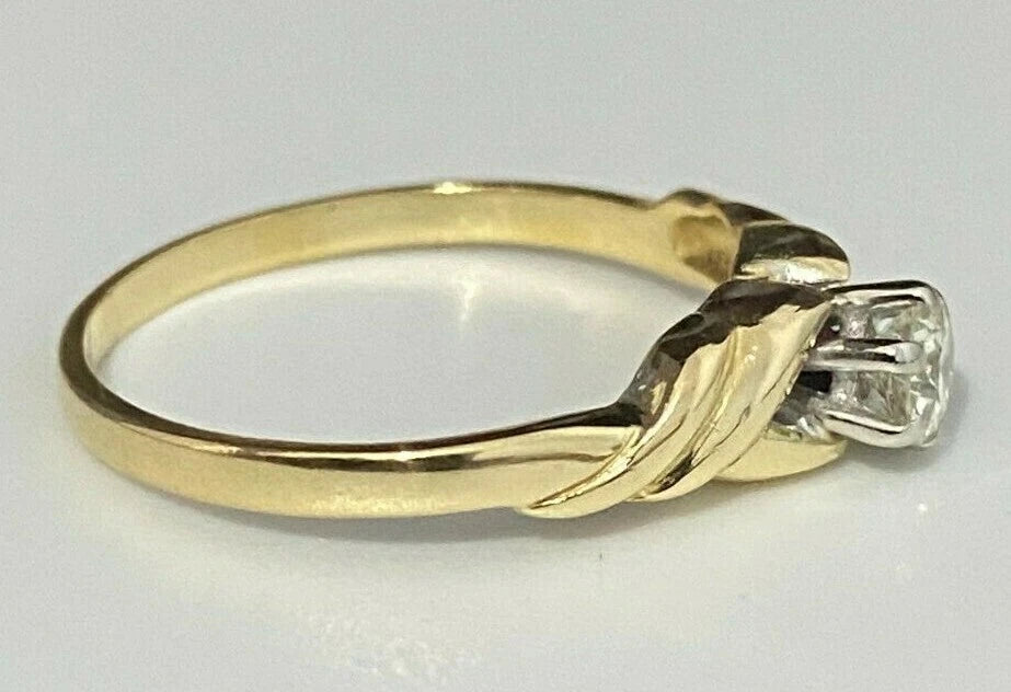 18K Yellow Gold & 0.25CT Diamond Solitaire Ring size N 1/2 - 6 3/4