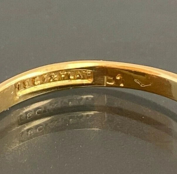 18K Yellow Gold & Diamond Three Stone Ring Size O - 7